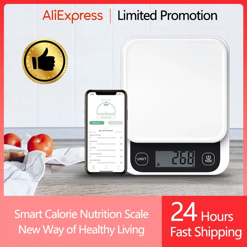 Balança de Cozinha Inteligente 5kg/0,1g/1g – Balança Nutricional Digital para Alimentos com Cálculo de Calorias, Ideal para Cozinhar e Assar, Compatível com App