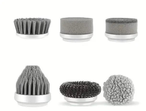 Escova Elétrica de Limpeza 5 em 1 – Com 5 Cabeças Substituíveis e Bateria Recarregável