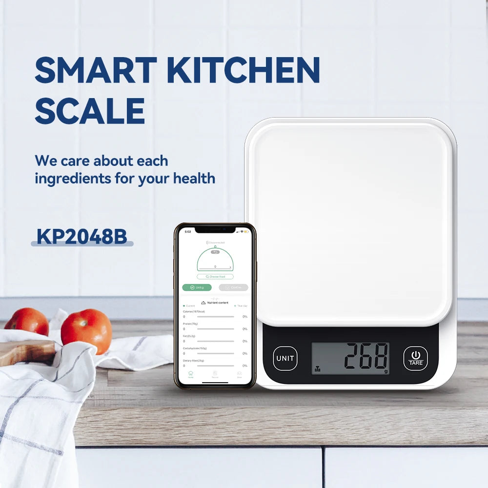 Balança de Cozinha Inteligente 5kg/0,1g/1g – Balança Nutricional Digital para Alimentos com Cálculo de Calorias, Ideal para Cozinhar e Assar, Compatível com App