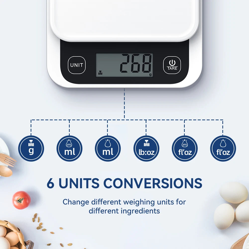Balança de Cozinha Inteligente 5kg/0,1g/1g – Balança Nutricional Digital para Alimentos com Cálculo de Calorias, Ideal para Cozinhar e Assar, Compatível com App