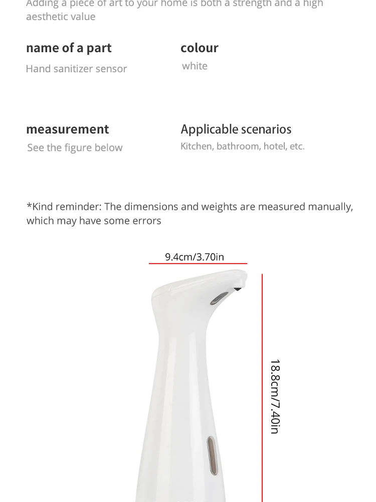 Dispenser Automático de Sabonete com Sensor – Branco, à Prova d’Água e de Alta Qualidade